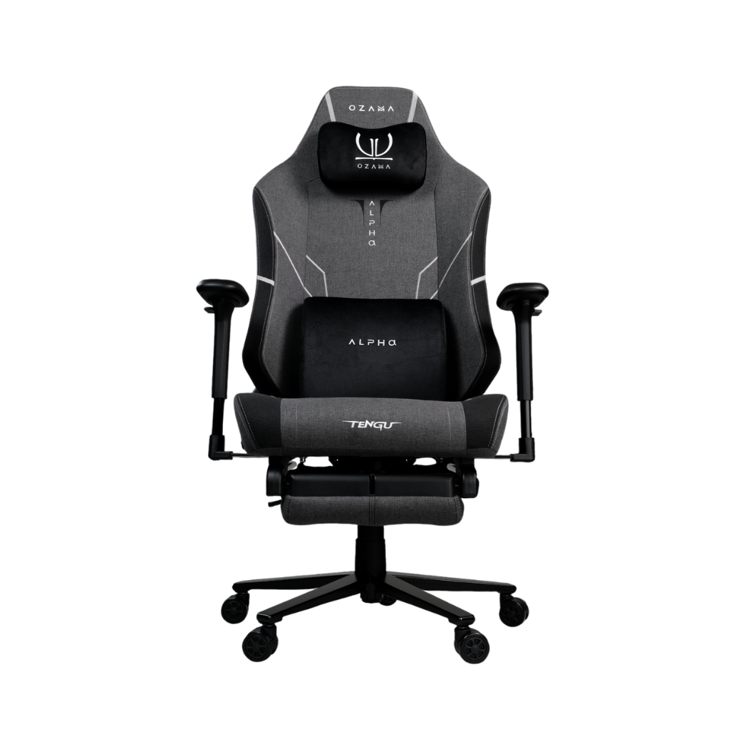 เก้าอี้เกมมิ่ง OZAMA ภายใต้แบรนด์ TENGUGAMINGGEARS รุ่น ALPHA TITAN FABRIC (CH-APT-F-BKF) สีดำ เบาะผ้า มีที่พักเท้า_0